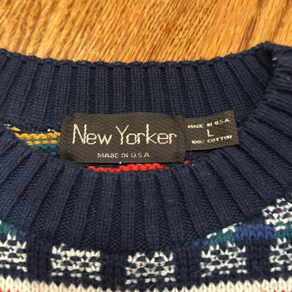 Vintage 80's Oversized 100% New Yorker 3D Multicolor cotton grandpa sweater - Picture 3 of 7